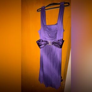 Addition Elle Purple Sleeveless Midi Dress with Satin Bow